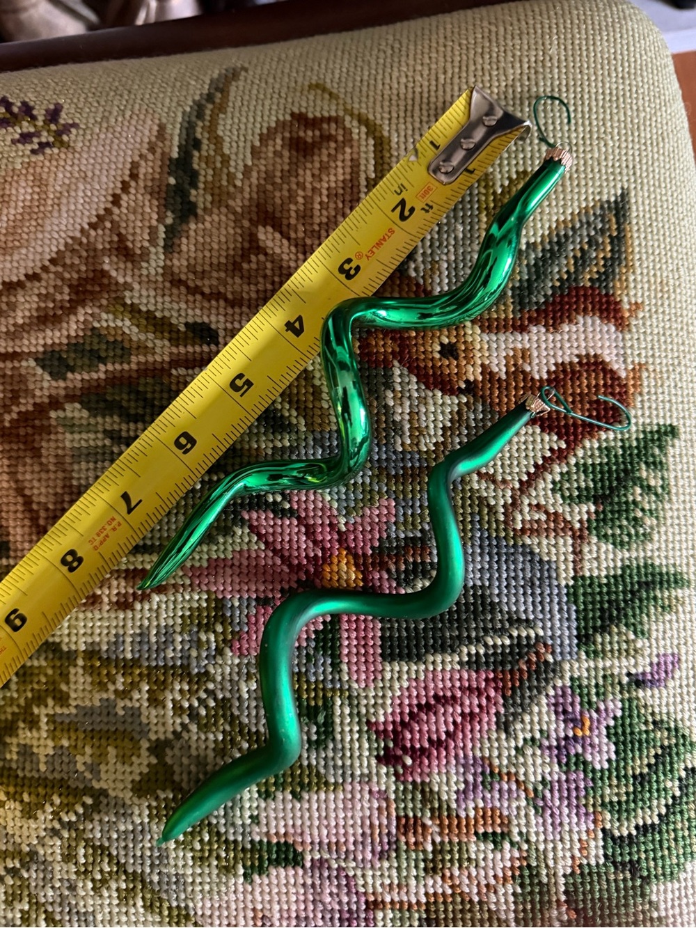 Vintage Shiny & Matte Green Mercury Glass Spiral Ornaments Set of Two